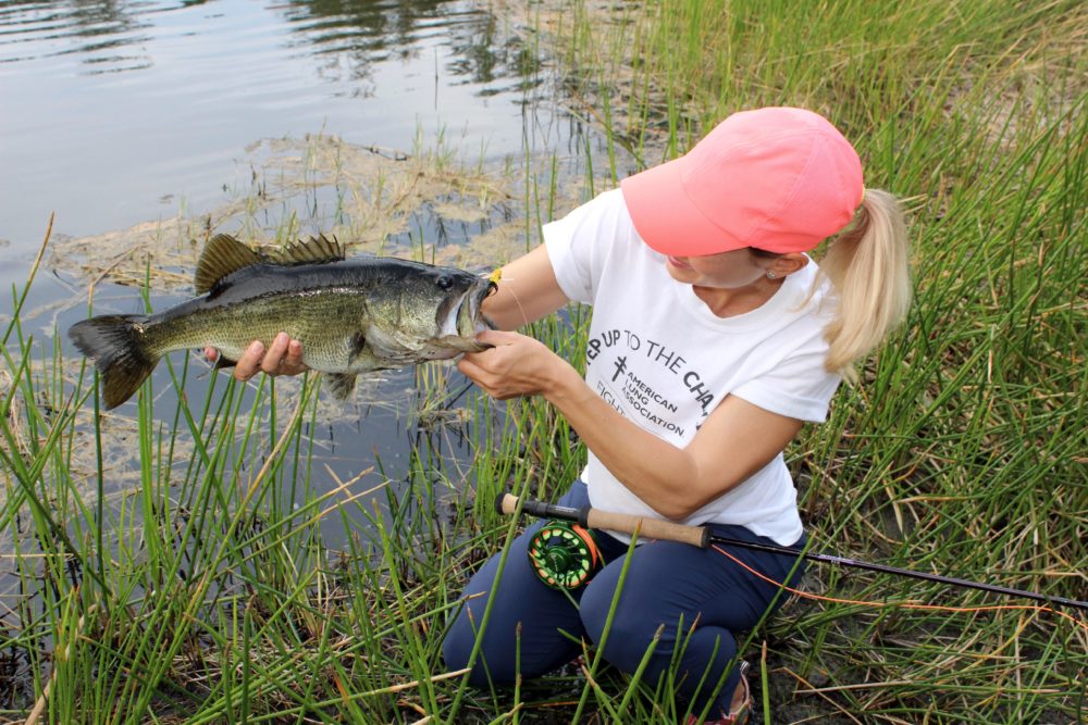 fly fishing for largemouth bass